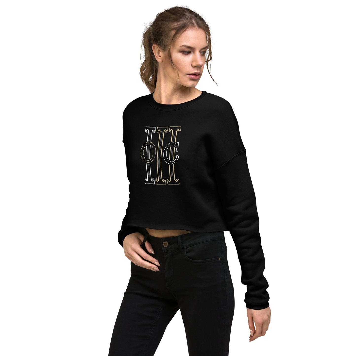 ONCLADE- Black and Gold ( Crop Sweatshirt )